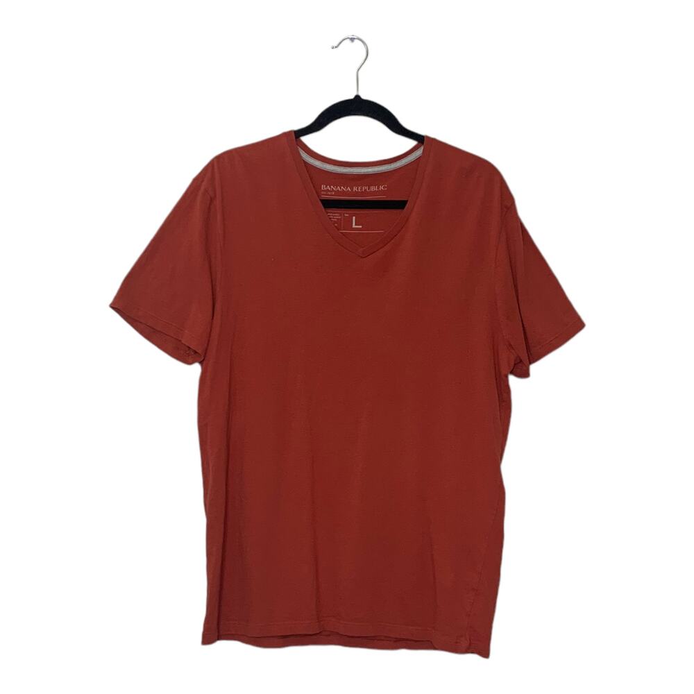 Banana Republic V neck short sleeve pumpkin orange men t shirt size Large